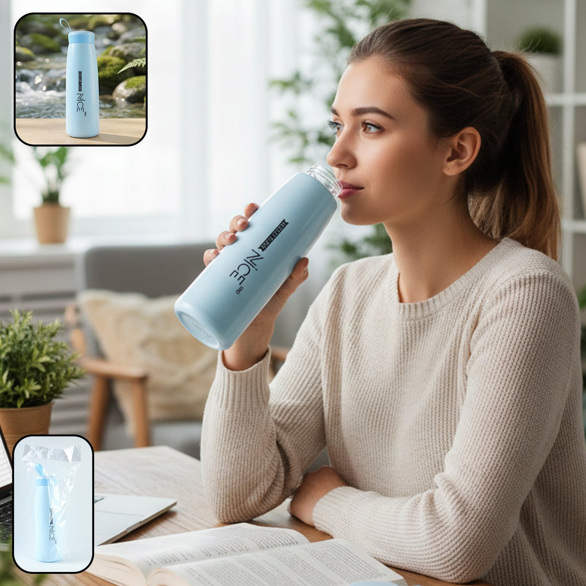 Plastic 800ml water bottle in mix colors, leakproof design for daily hydration Main image