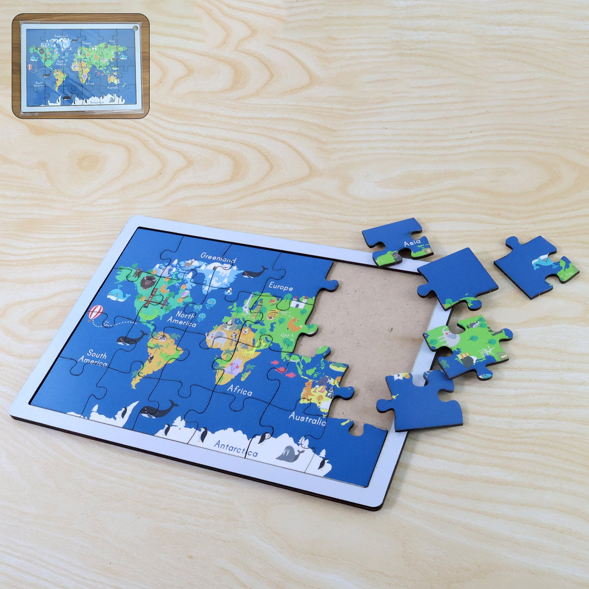 Wooden peg puzzle board for kids with colorful easy-grip pieces Main image