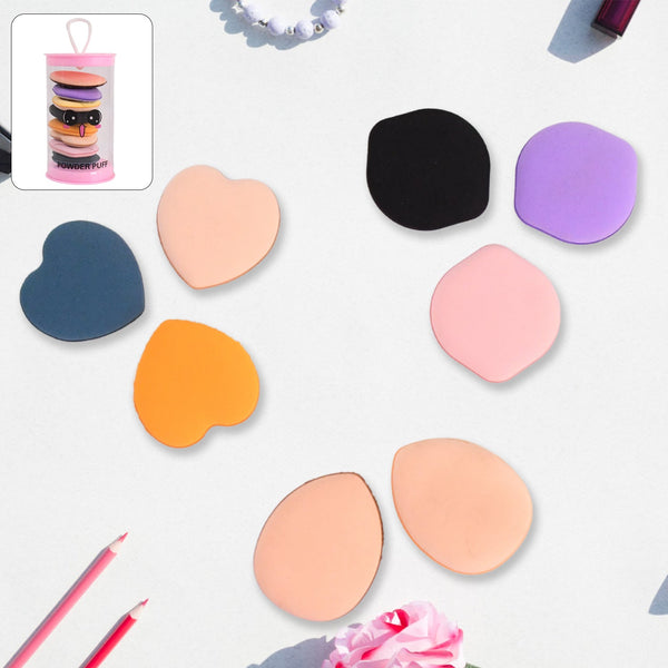 Close-up of mini finger makeup powder puff for foundation and concealer