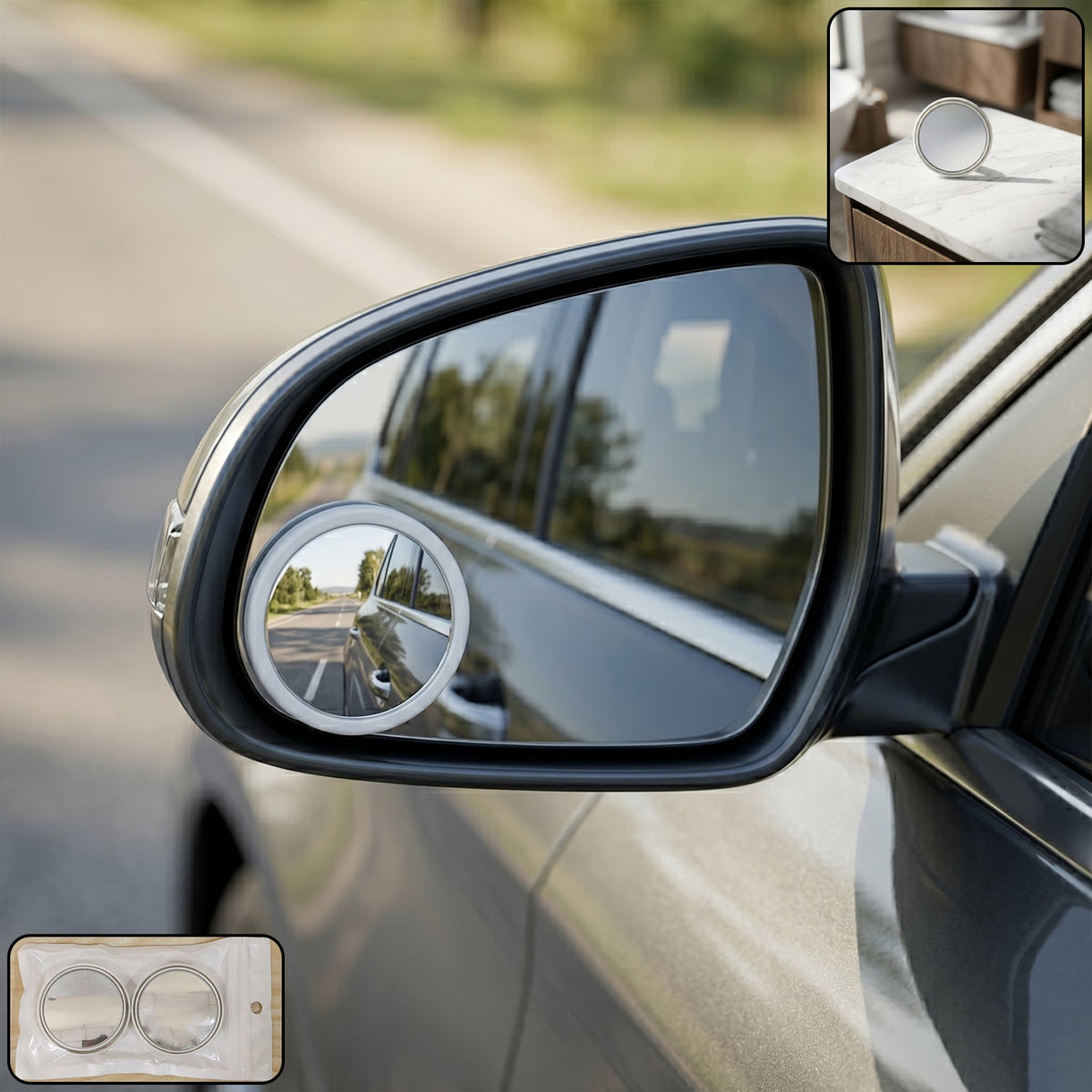 360° Rotating Wide Angle Blind Spot Mirror on car side mirror Main image