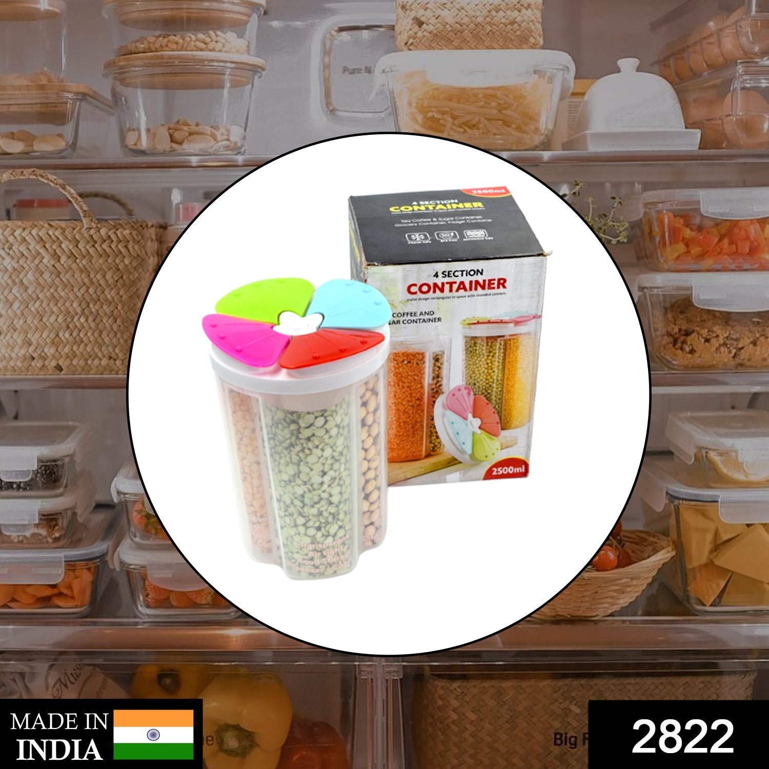 4 Section Storage Container – Airtight Food Plastic | Organivo Secondary image