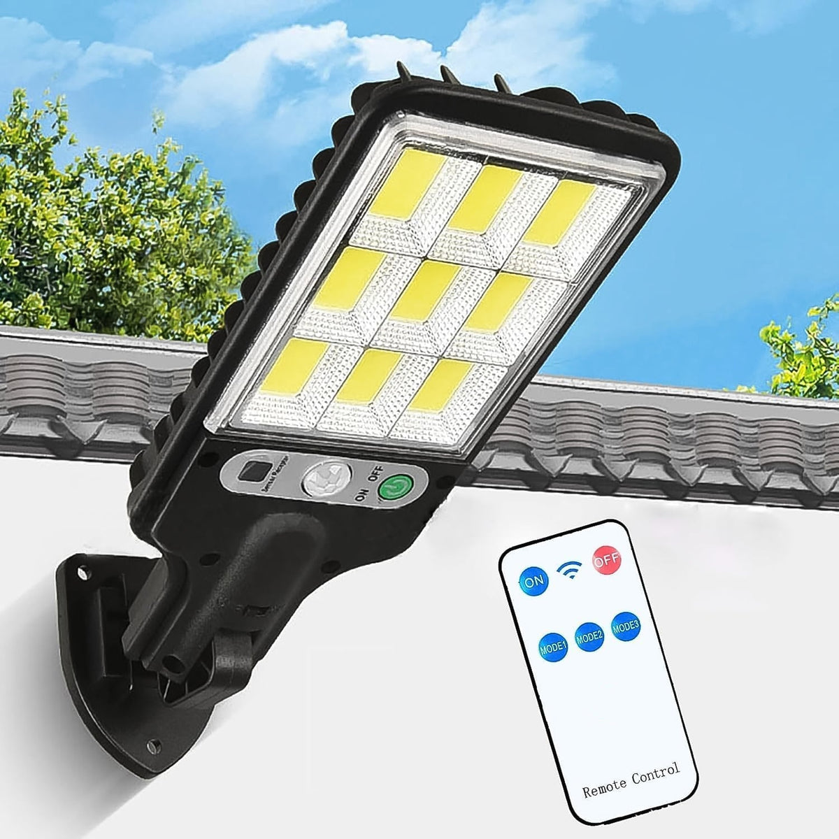 High-lumen solar LED street lamp mounted outdoors providing bright light Main image