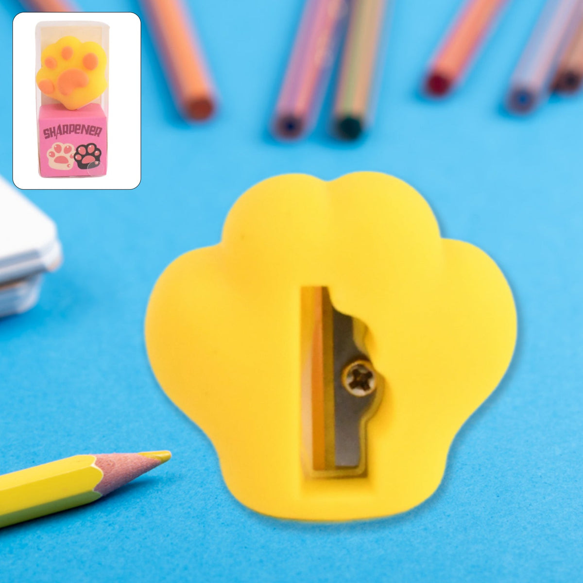 2 in 1 Pencil Sharpener and Eraser for Kids with cartoon design Main image