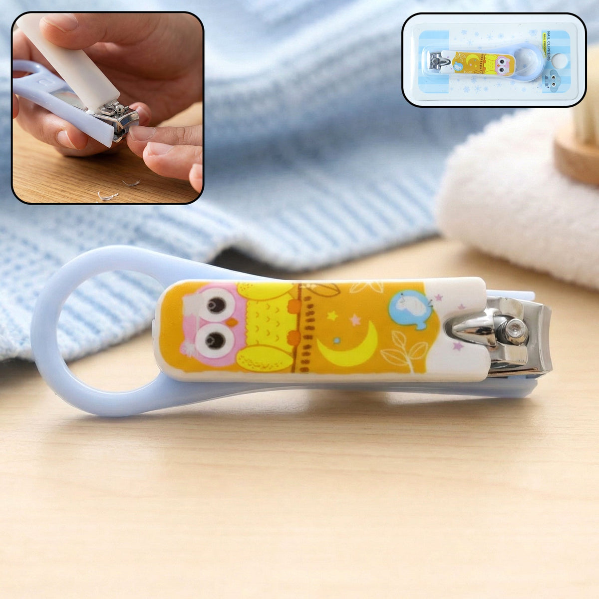 Cute cartoon owl baby nail clipper with safety grip for infants Main image