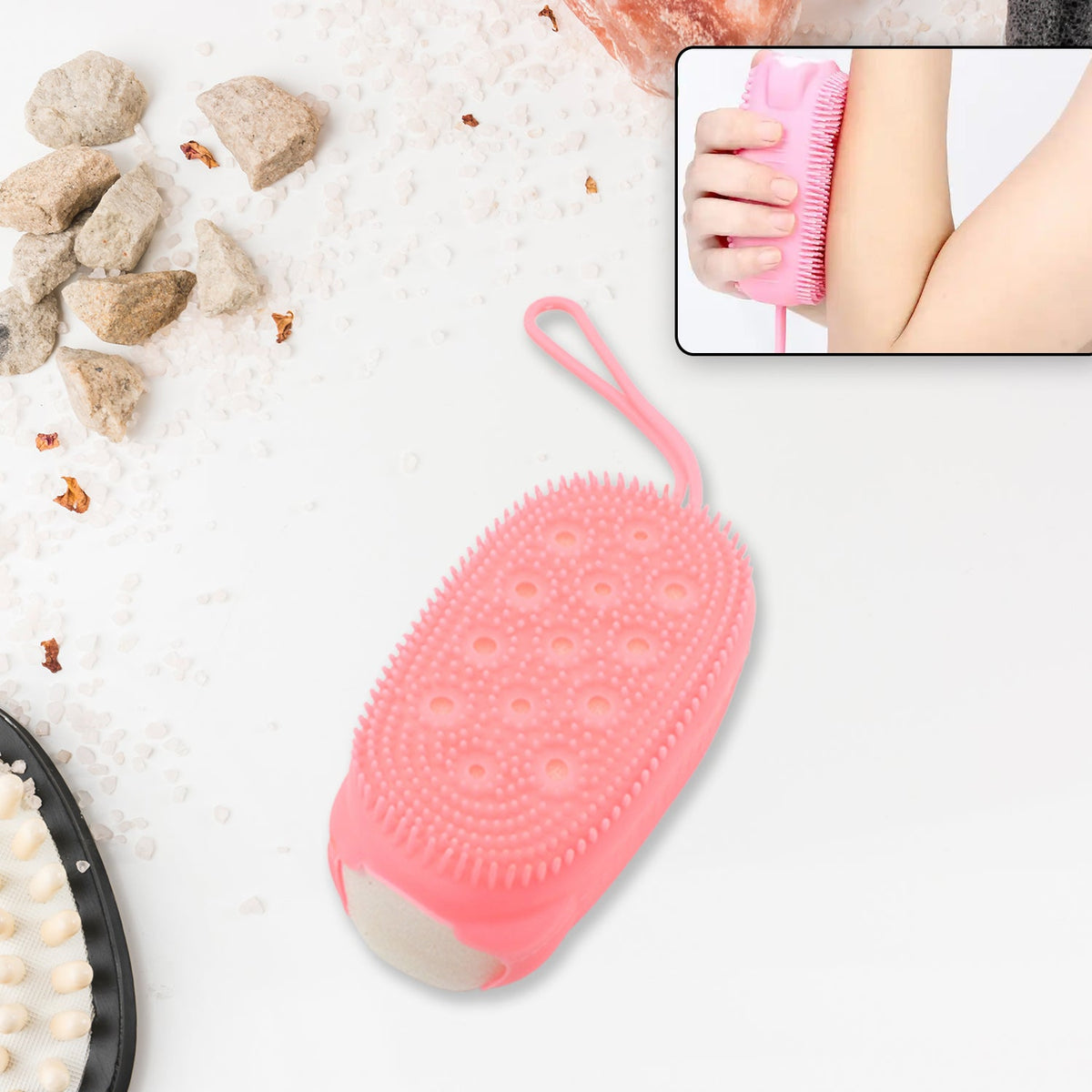 Soft silicone bath brush for gentle exfoliation and deep cleansing. Main image