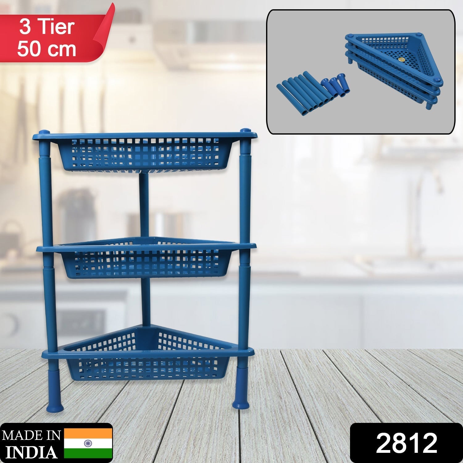 3-Tier Plastic Storage Rack – Multi-purpose Shelf | VoltDesk Secondary image