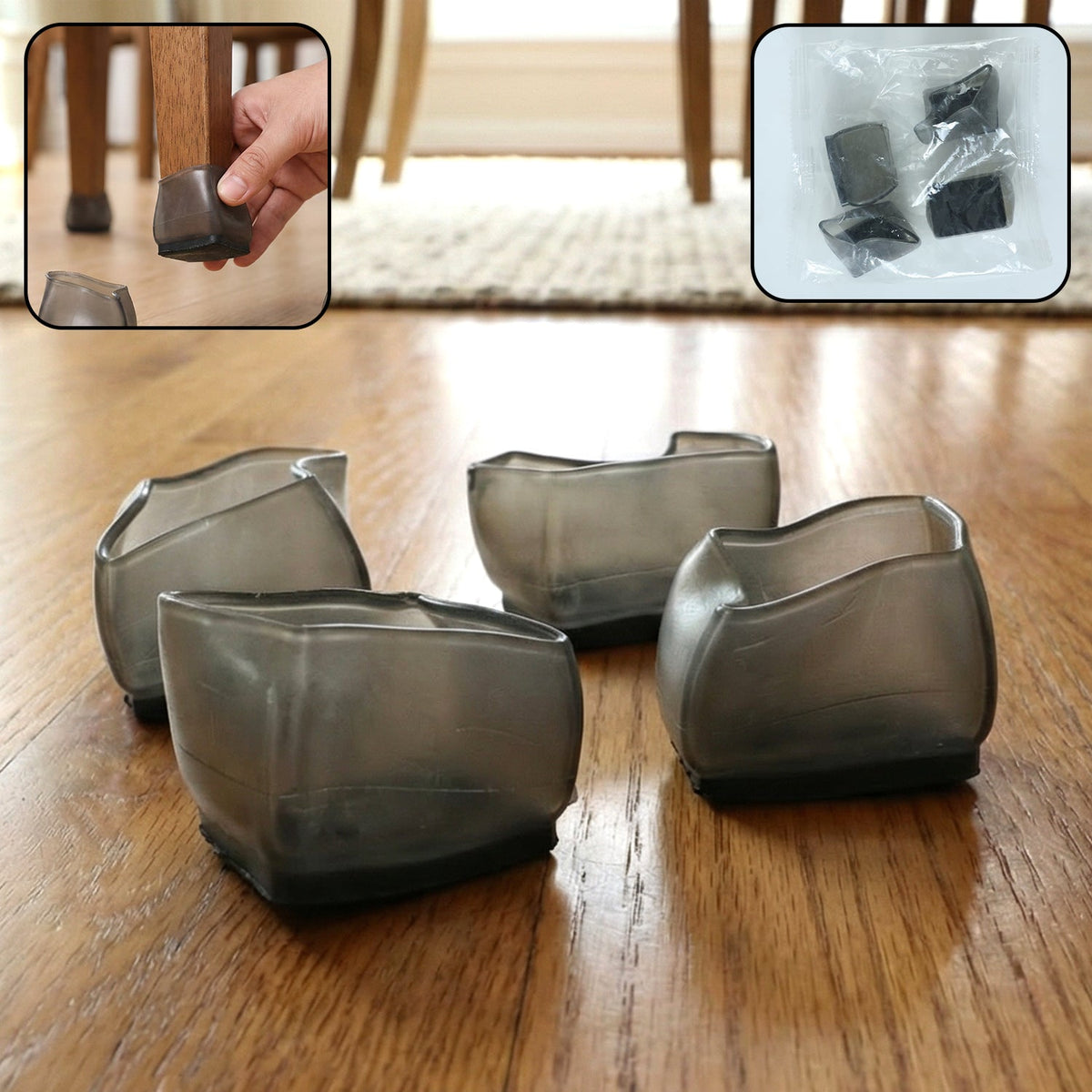 Silicone furniture leg pads protecting wooden floor Main image