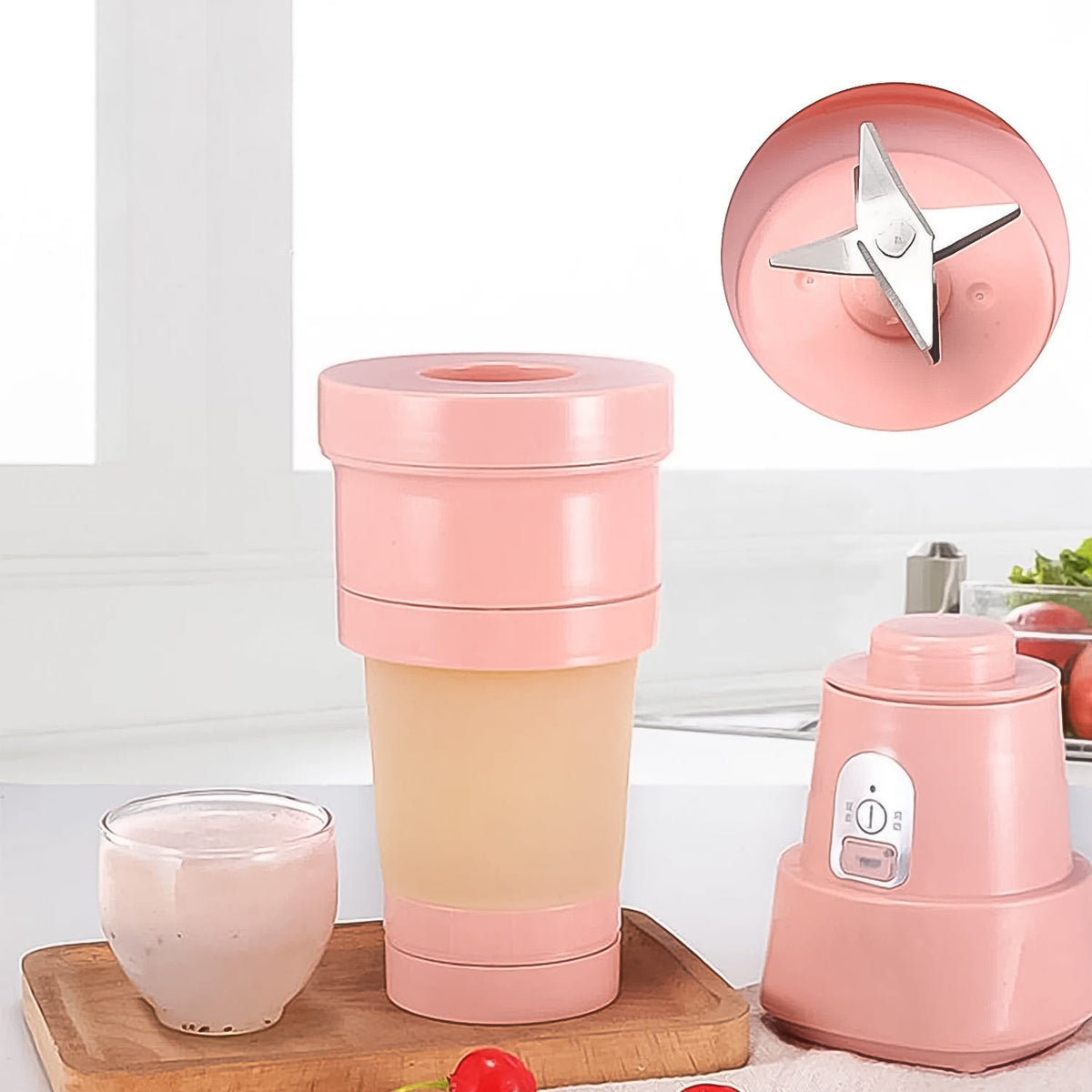 Compact Portable Electric Juicer with lid on a clean surface. Main image