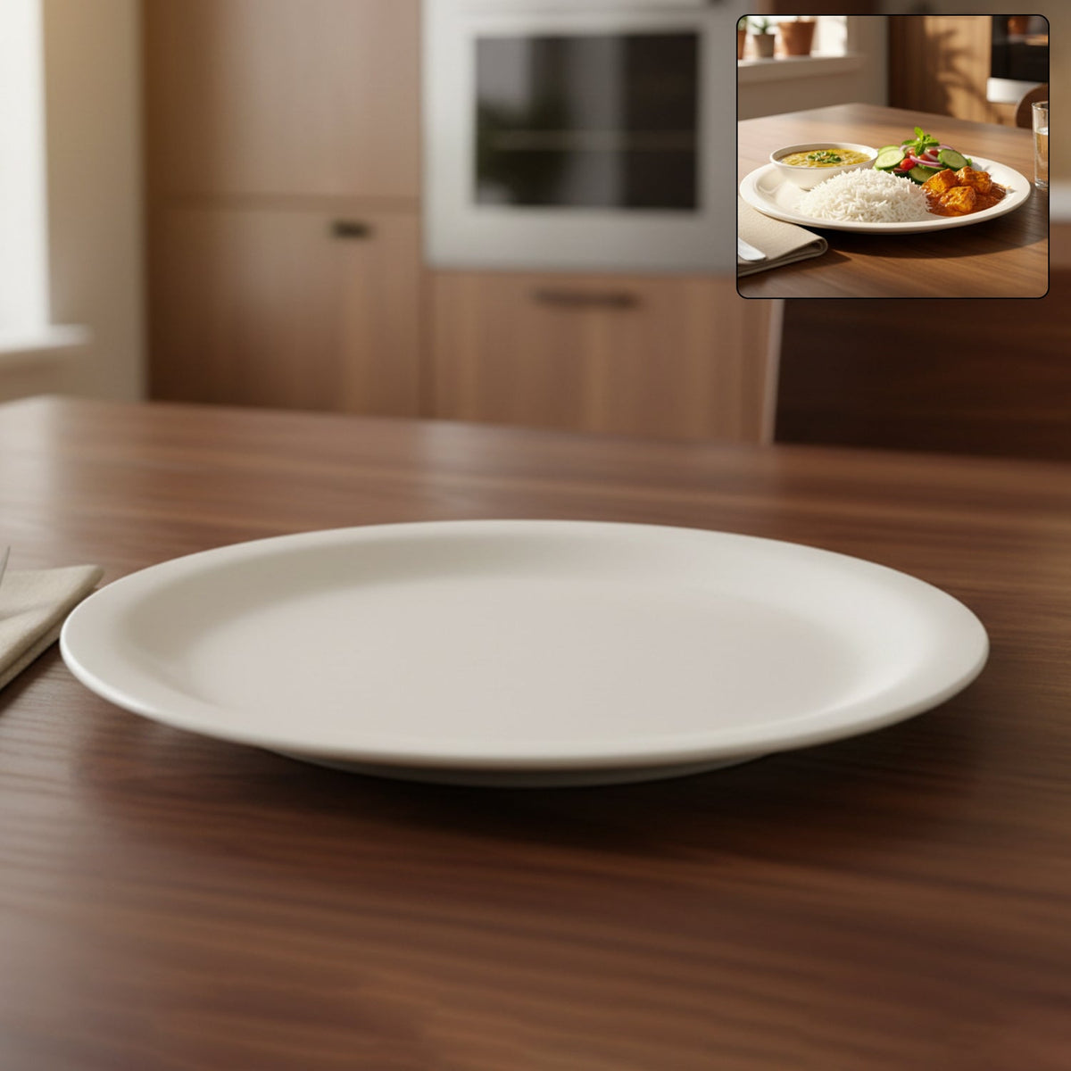 28cm round dinner plate with glossy white finish, perfect for serving meals Main image