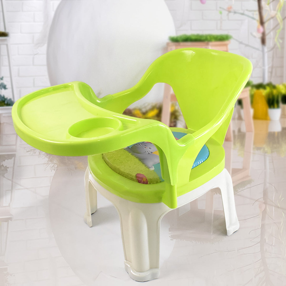 Bright yellow Baby Feeding Chair with a white tray, perfect for toddler meal times. Main image