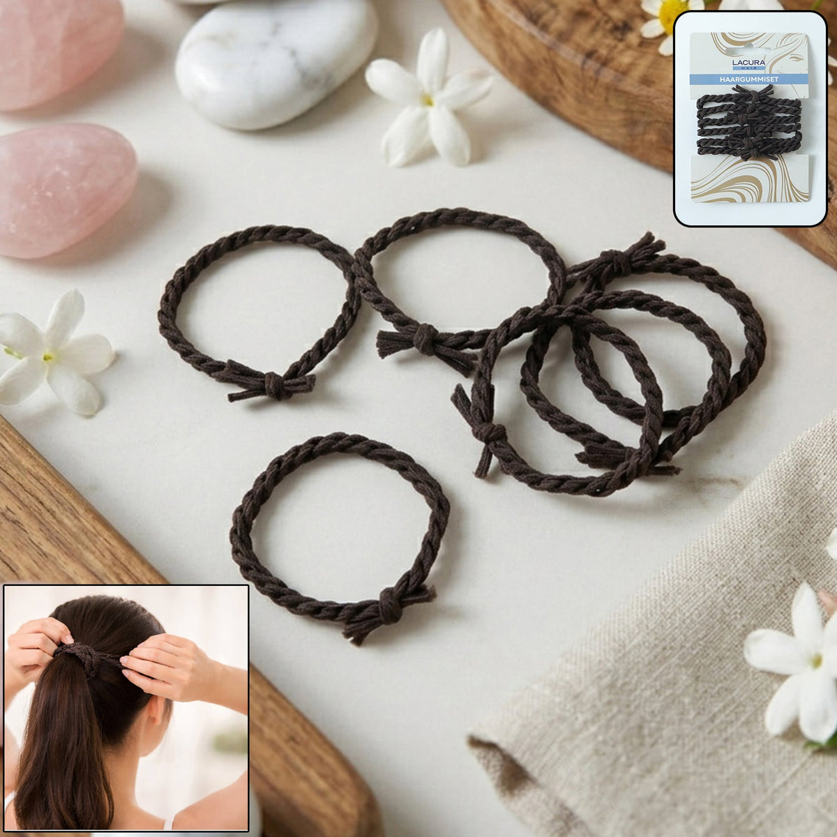 Braided elastic hair bands set with stretchable and durable design perfect for daily hair styling Main image