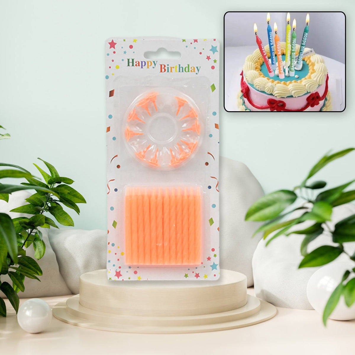 Multicolor birthday party candles in a pack of 24, ready for celebration. Main image