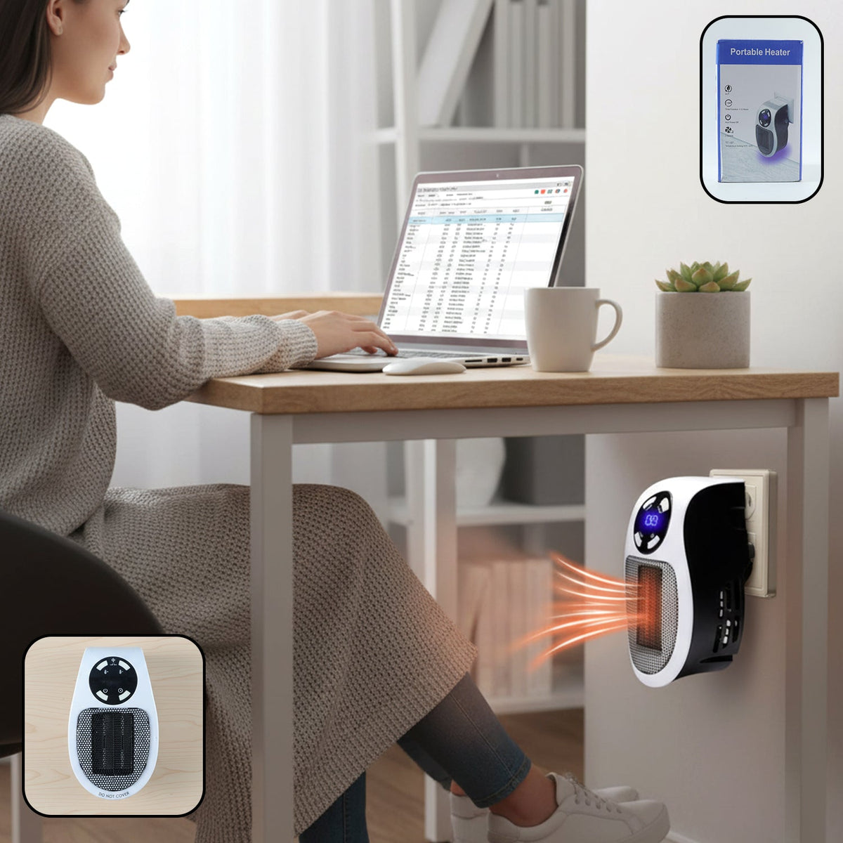 Compact ceramic fan heater ideal for small rooms Main image