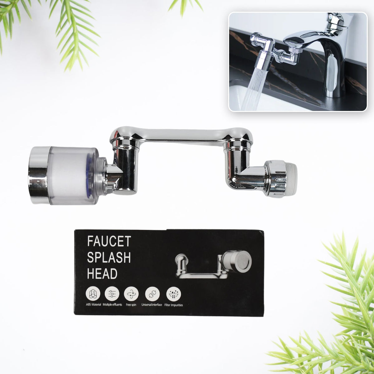 Bathora Rotating Faucet Sprayer head with 1080-degree swivel for kitchen sink. Main image