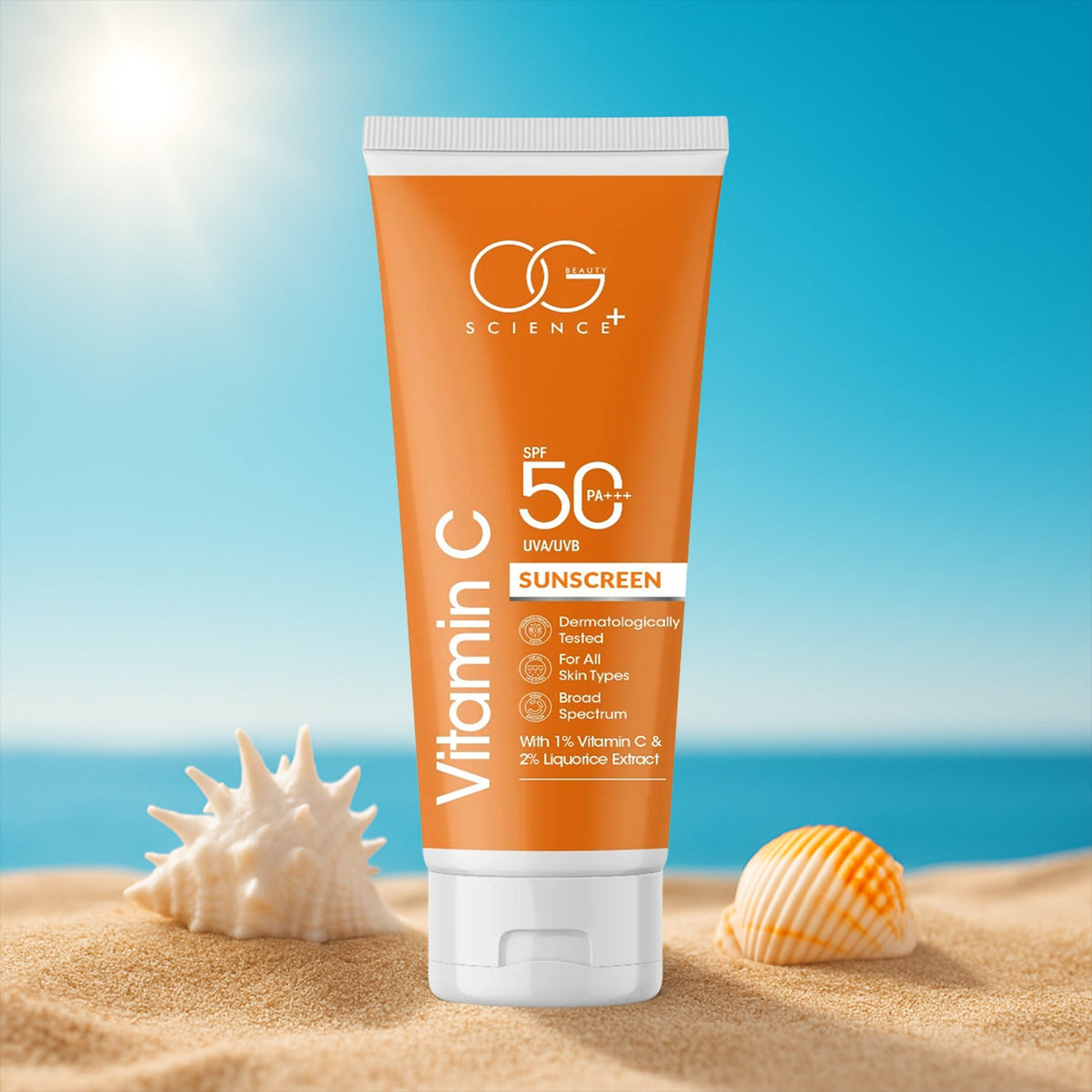 OG Beauty Vitamin C Sunscreen SPF 50 PA+++ packaging tube image Main image