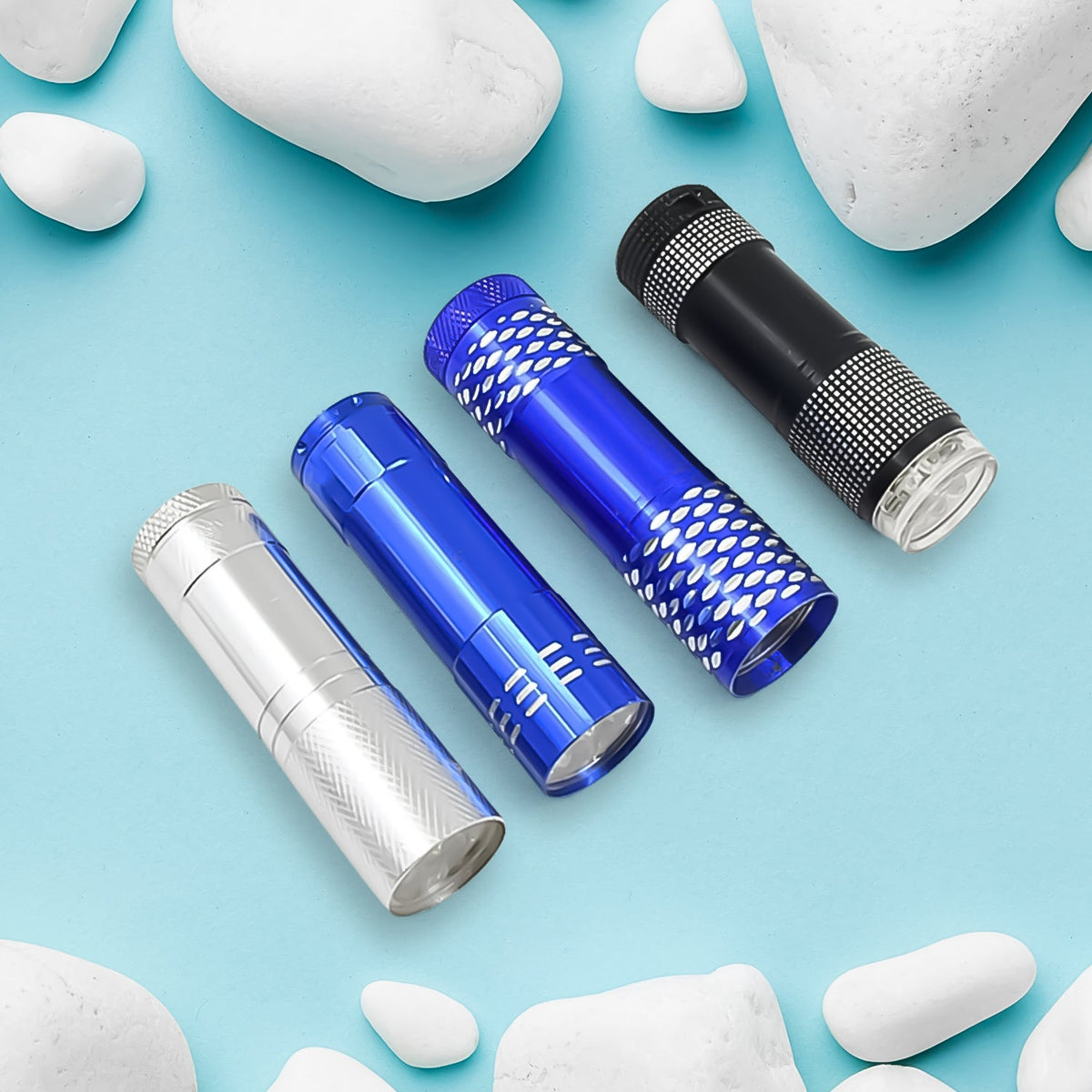 Front view of the Poravar Mini 9 LED Pocket Torch, highlighting its compact design. Main image