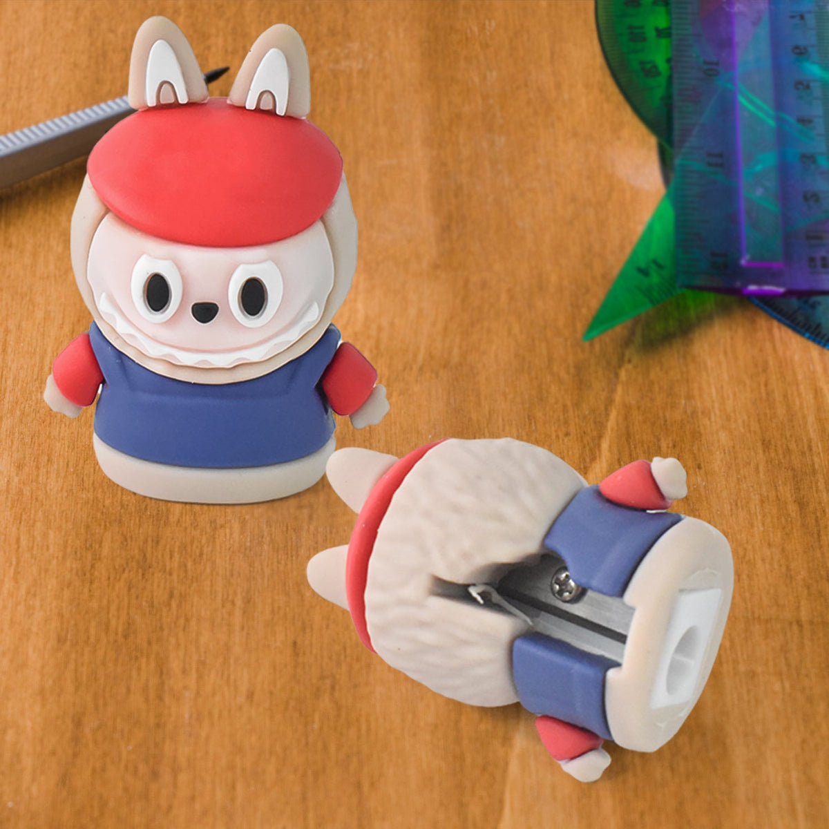 Assorted cartoon pencil sharpeners with dual sharpener and eraser functions Main image