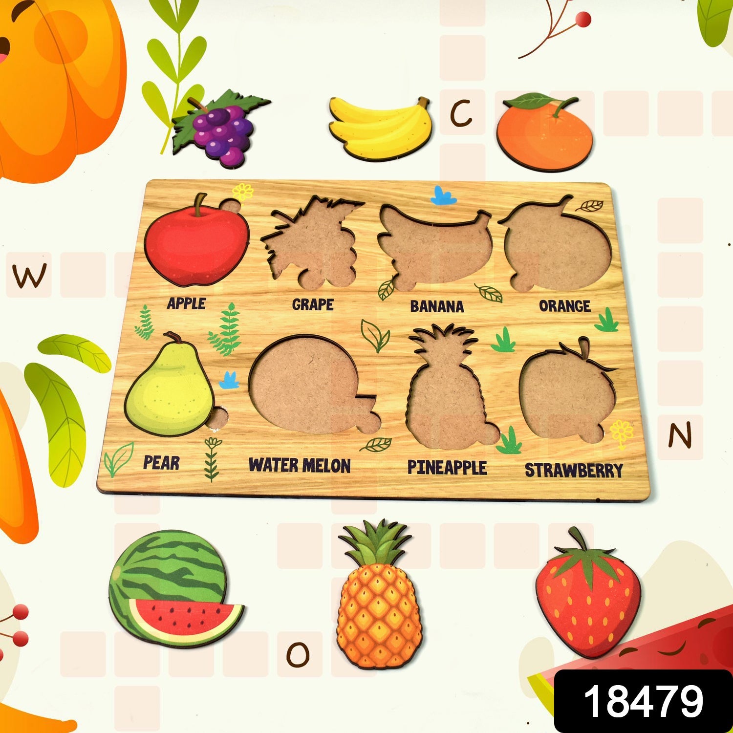 Wooden Fruit Puzzle – Toddler Learning Board | Inventive Play Secondary image