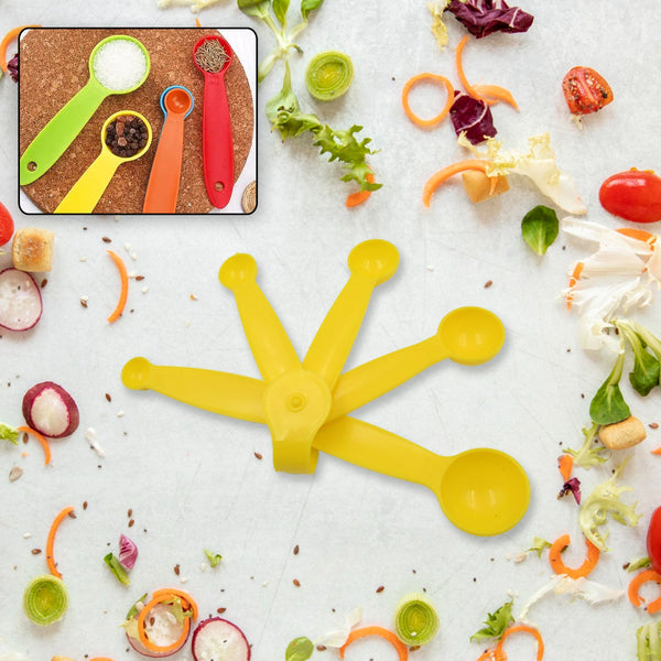 Set of 5 durable plastic measuring spoons for precise baking.
