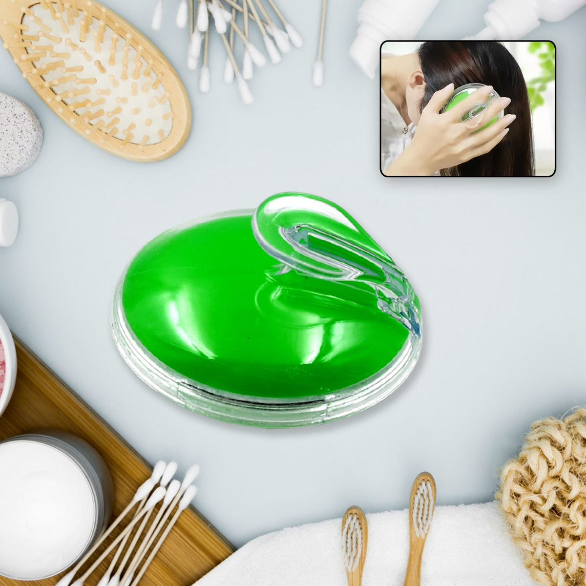 Silicone head massager with ergonomic handle for easy grip. Main image