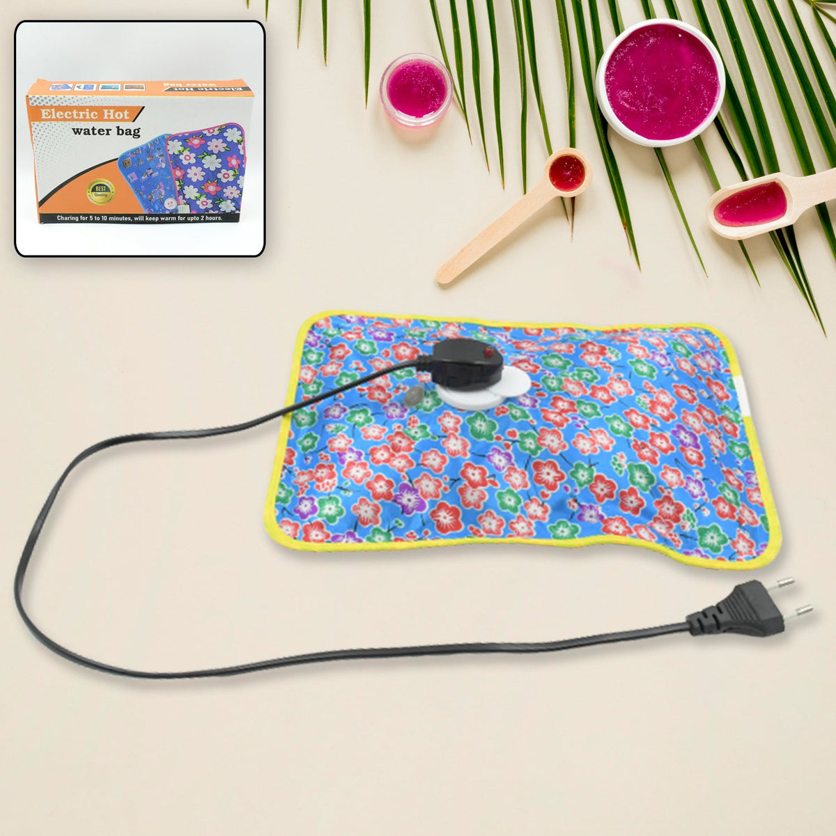 Electric Hot Water Bag for soothing pain relief, a front view. Main image