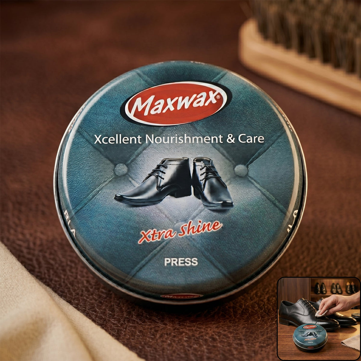 Black shoe polish cream for leather footwear with smooth application Main image