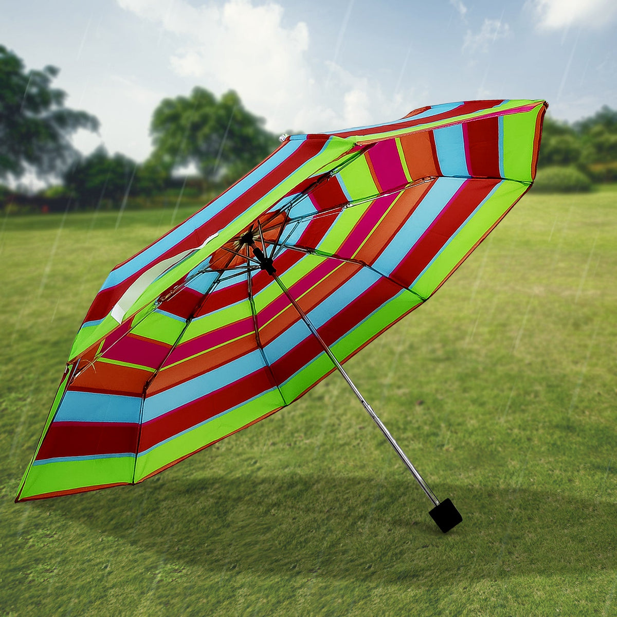 3-Fold foldable umbrella in assorted designs offering sun and rain protection Main image