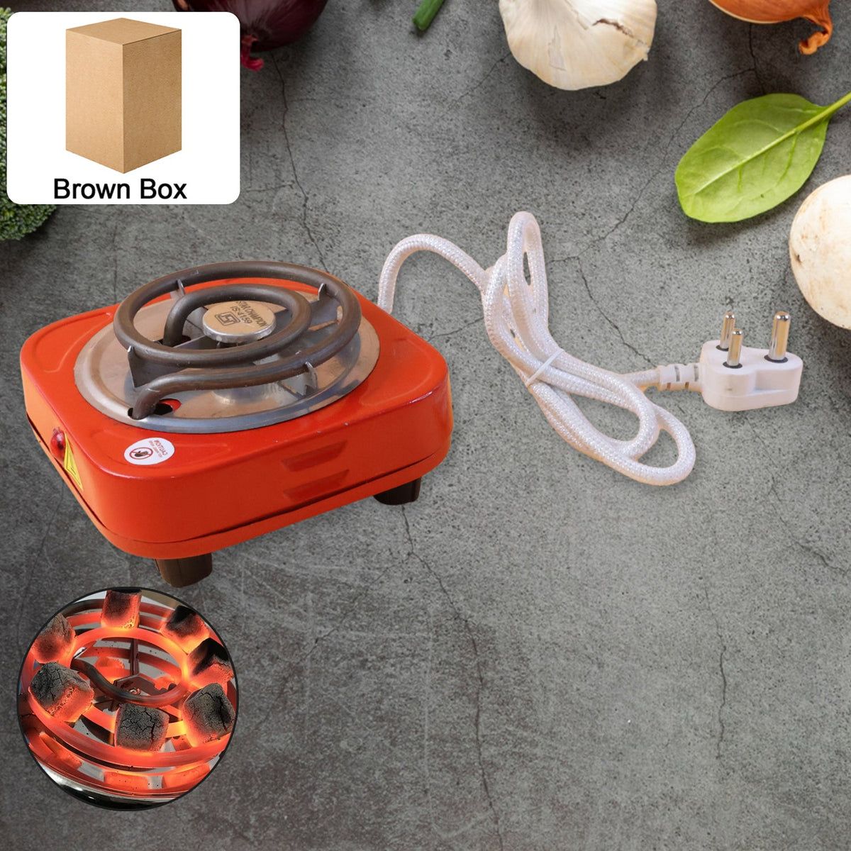 Single burner electric hot plate with stainless steel coil heating element Main image