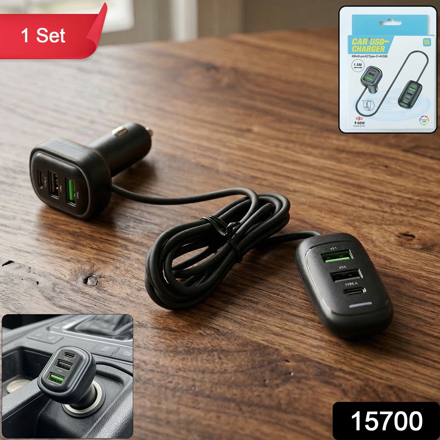 RGB Car USB Charger – Multi-port Fast Charging with LED Light Secondary image