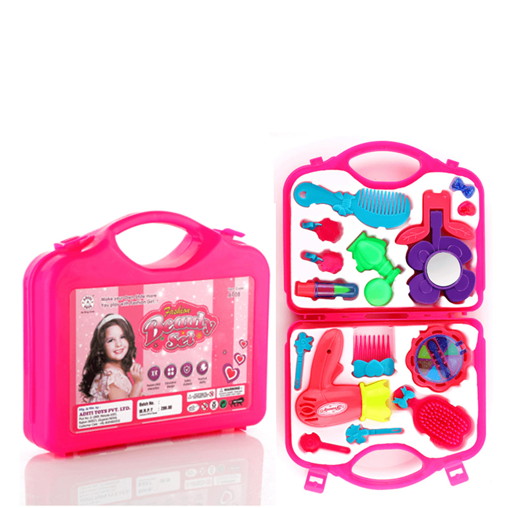 Girls' pretend Kids Makeup Set in a vibrant foldable suitcase. Main image