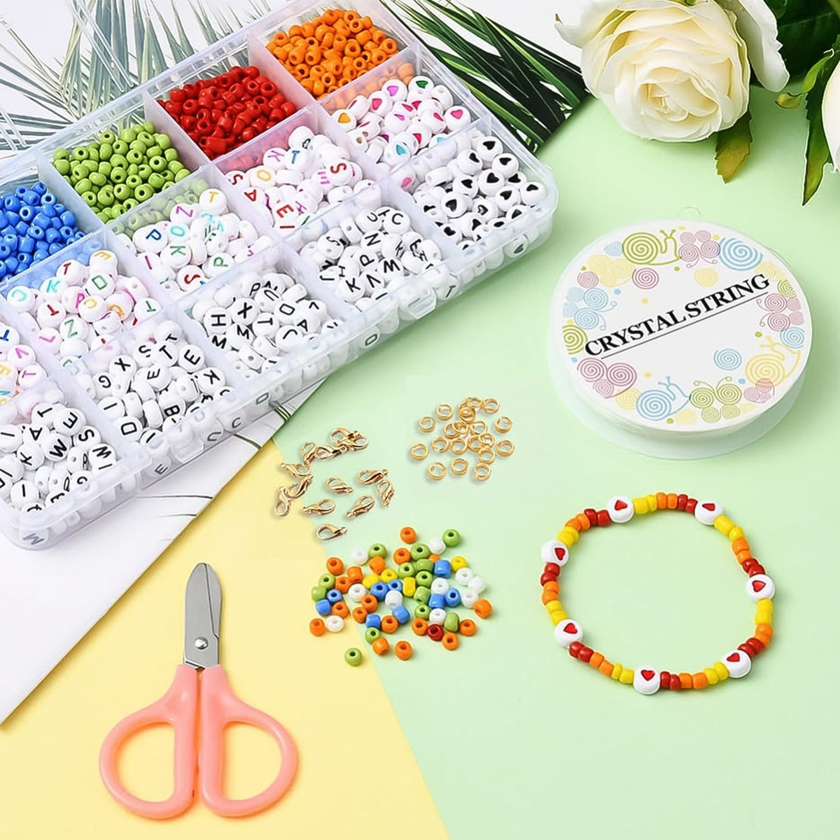 DIY Bracelet Making Kit with vibrant alphabet and colorful beads Main image