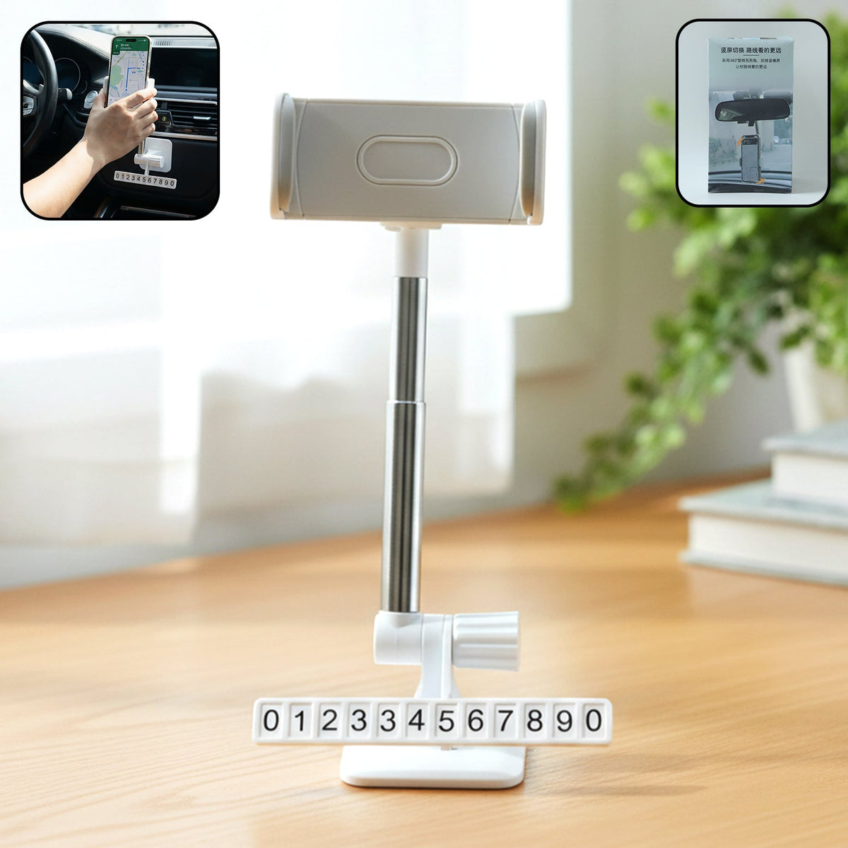 Car dashboard mobile phone holder mounted with phone Main image