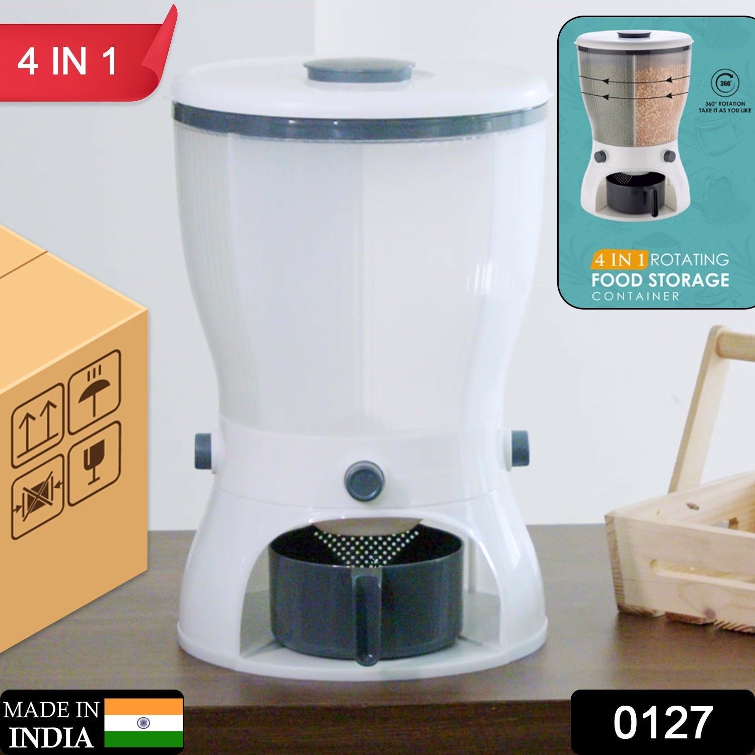Rice Dispenser – 10L 4-in-1 Grain Storage | Tidy Table Secondary image