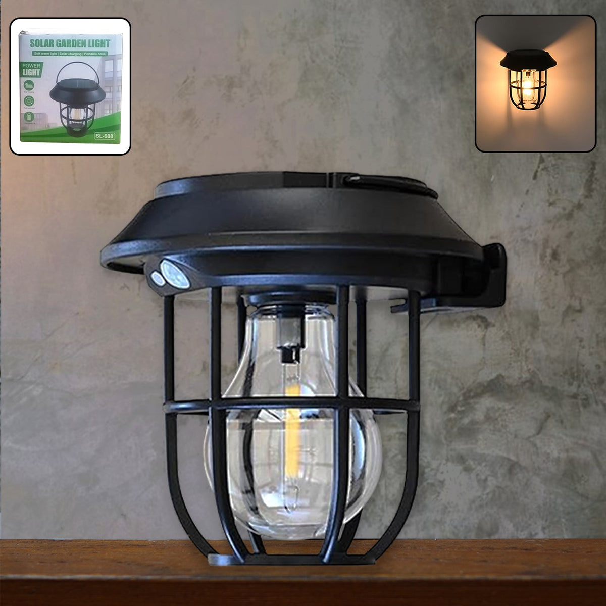 Solar lantern wall light motion sensor Main image
