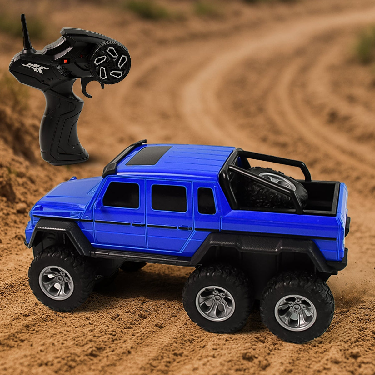 Blue 6-wheel drive remote control off-road car for kids with rugged design Main image