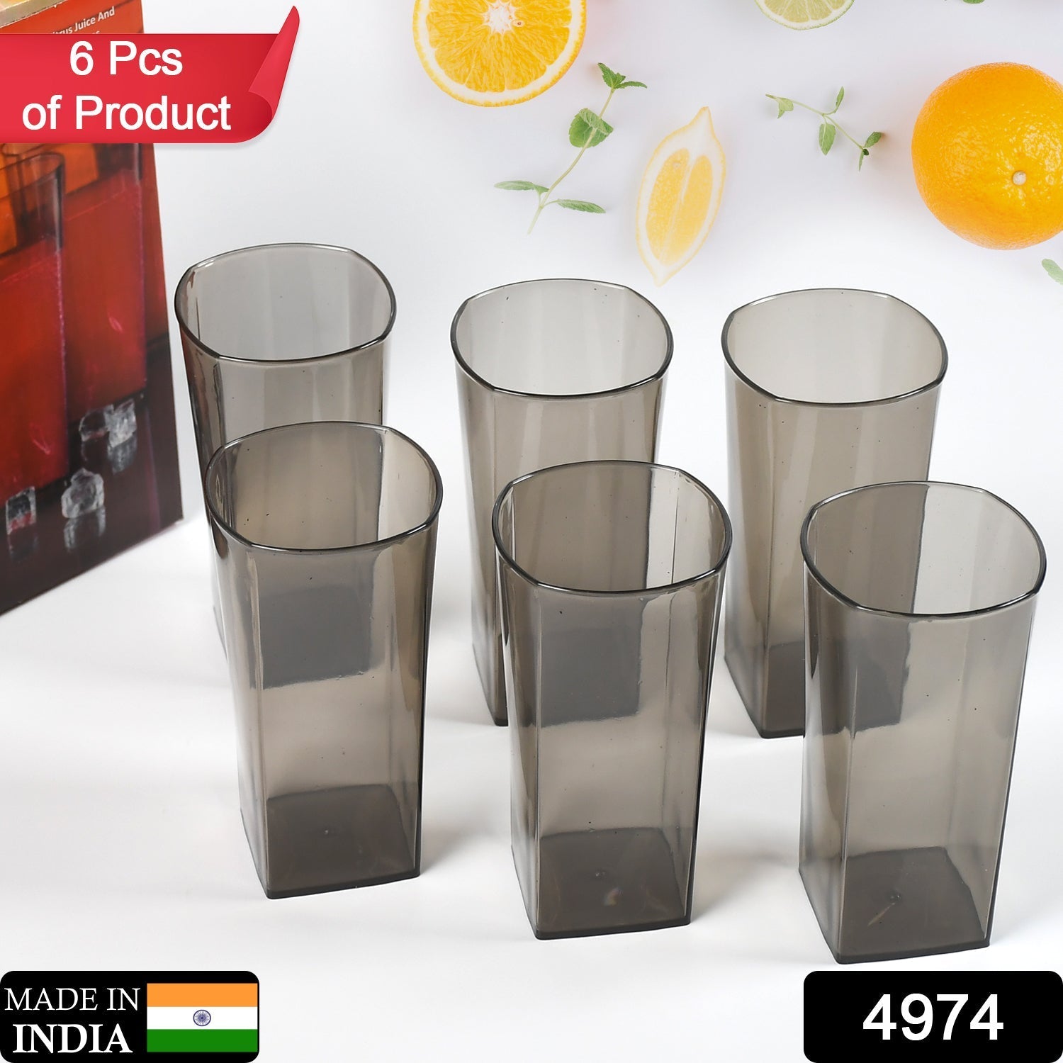 Plastic Tumbler Set – Unbreakable Square Design (Set of 6) | Corporate Kudos Secondary image