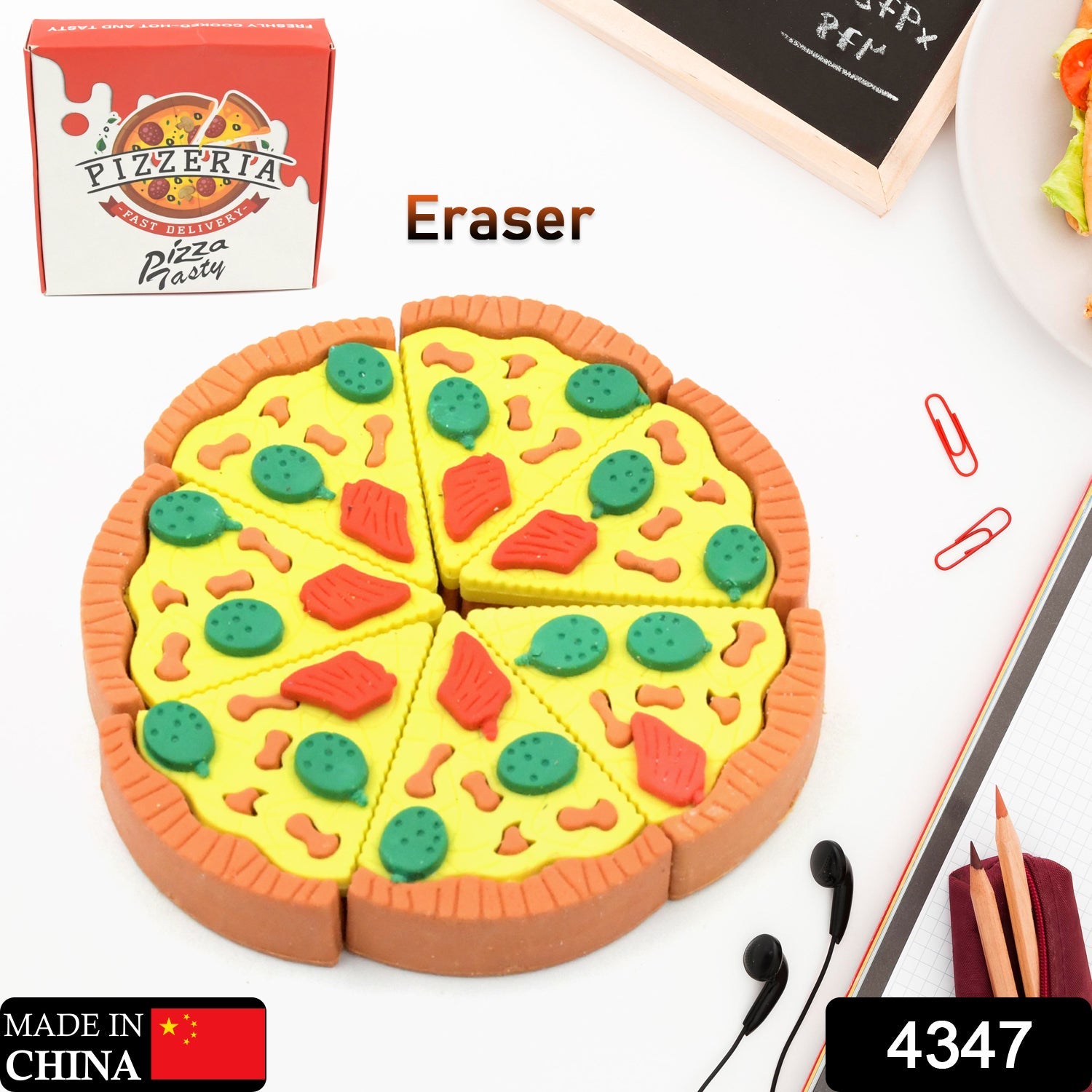 Pizza Eraser Set – Fun 3D Slices for Kids' Stationery | ScribbleJoy Secondary image