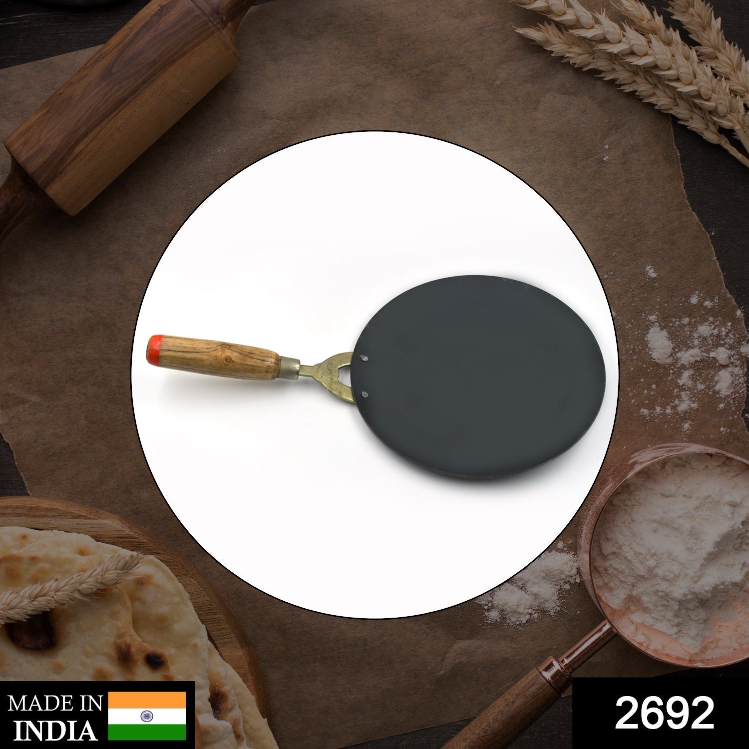 Wooden Handle Roti Tawa – Nonstick Iron Pan | Storenzo Secondary image