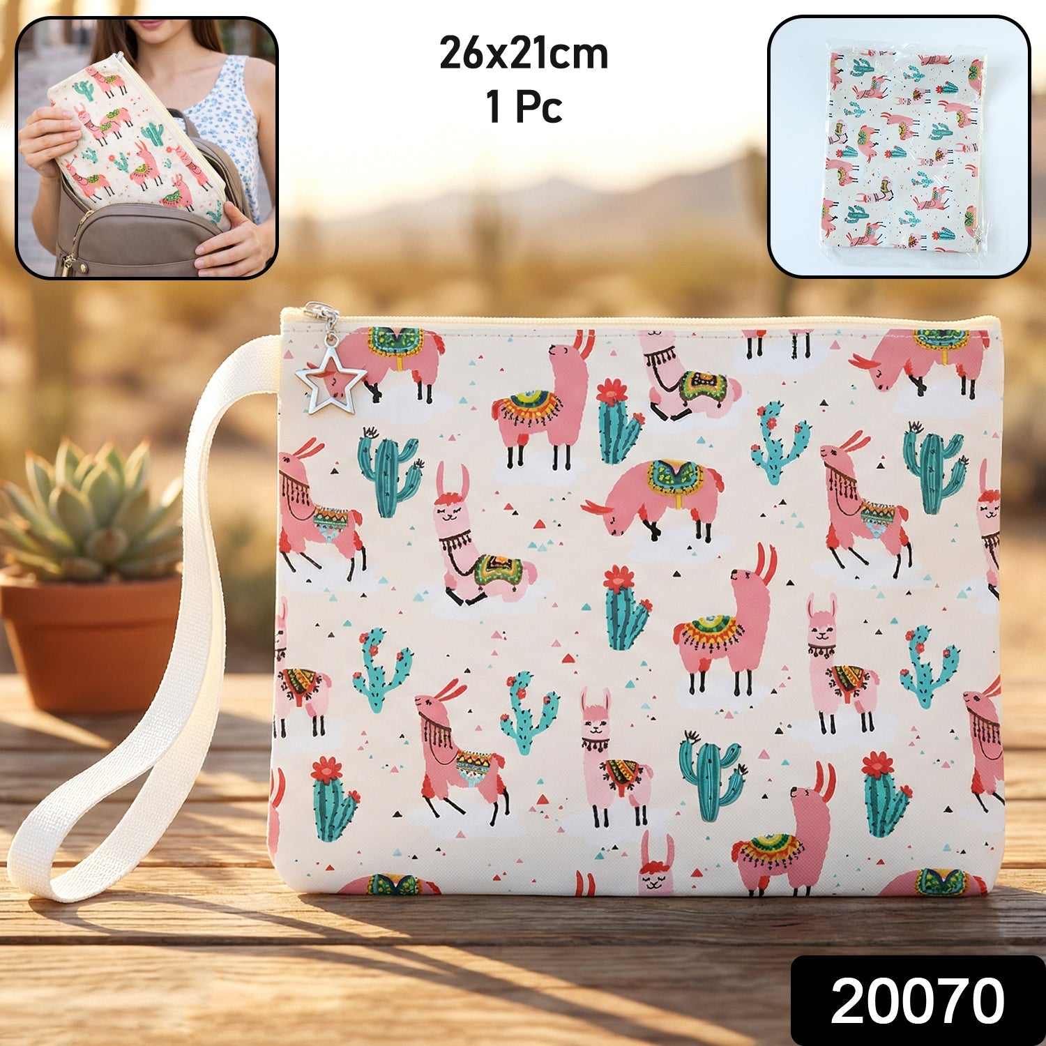Printed Zipper Pouch – Compact Multipurpose Organizer with Wrist Strap Secondary image