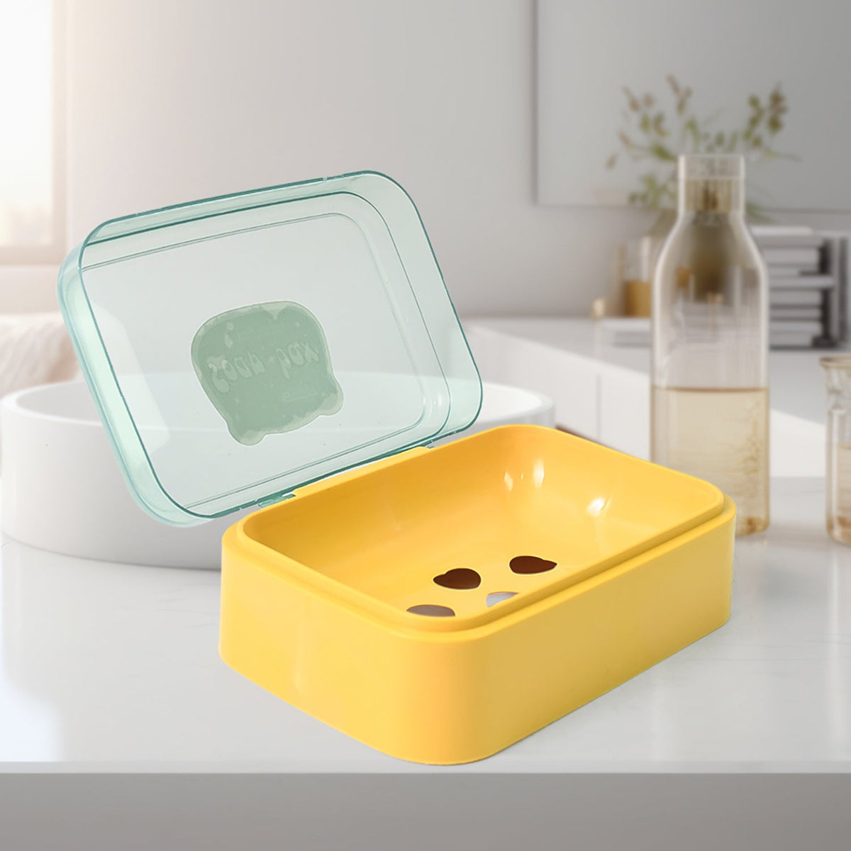 Self-draining soap dish in mixed colors, showcasing its portable design. Main image
