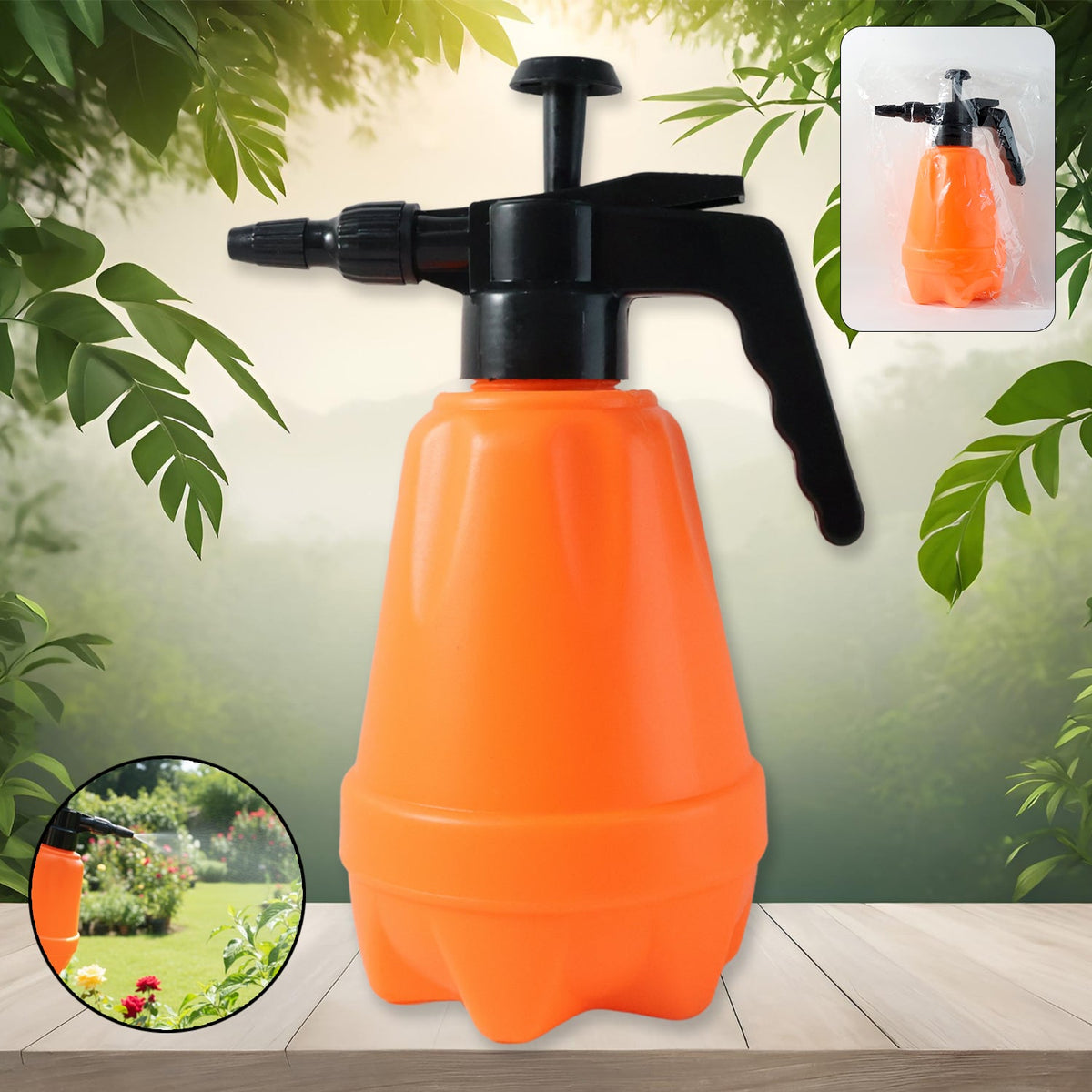 Durable 1.5L pressure spray bottle with heavy-duty plastic body front view Main image