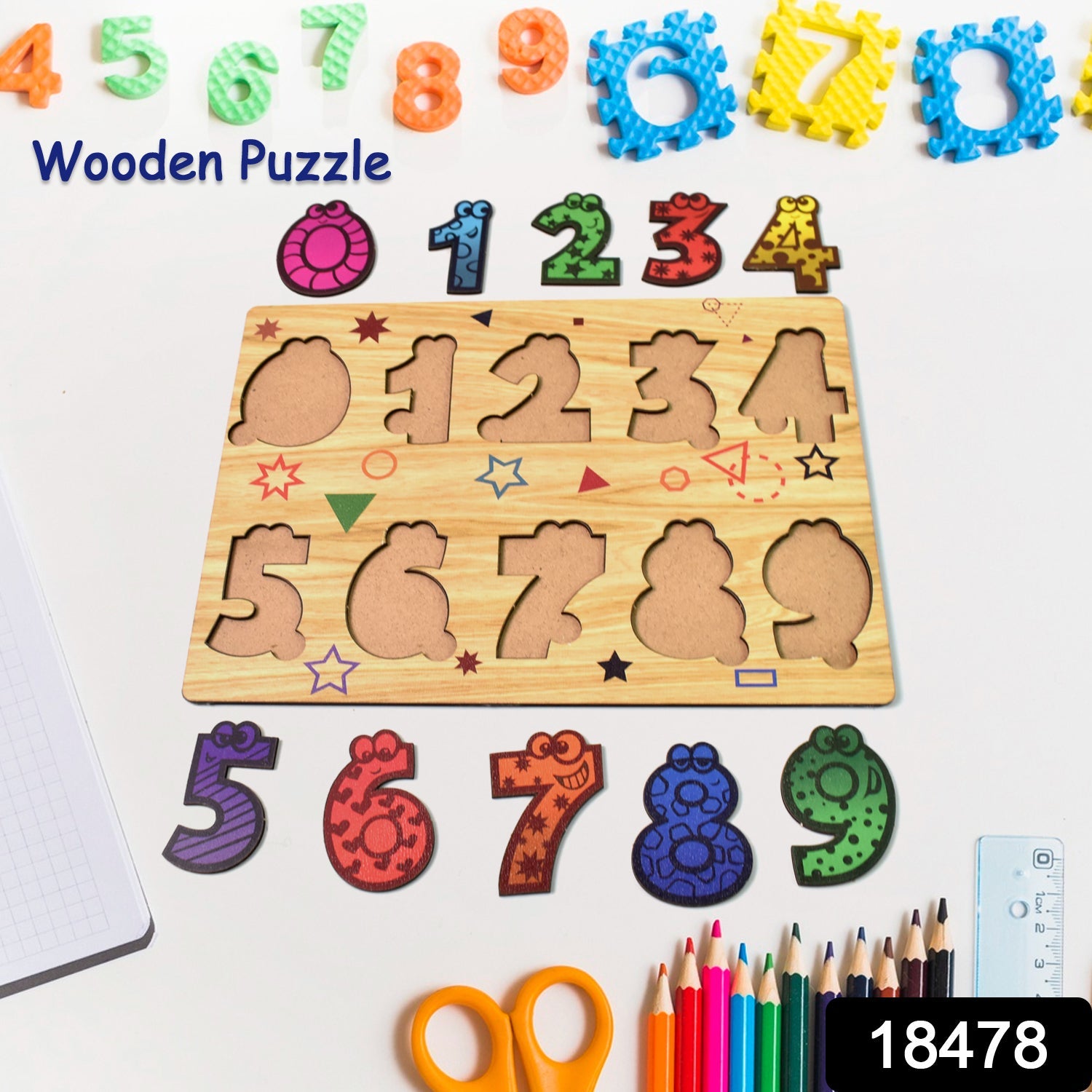 Wooden Number Puzzle – Early Learning Board | Inventive Play Secondary image