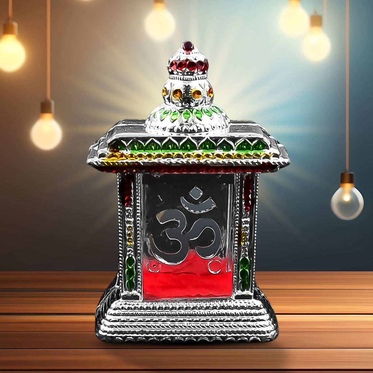 Handcrafted Om Temple with adhesive base for car dashboard or home. Main image