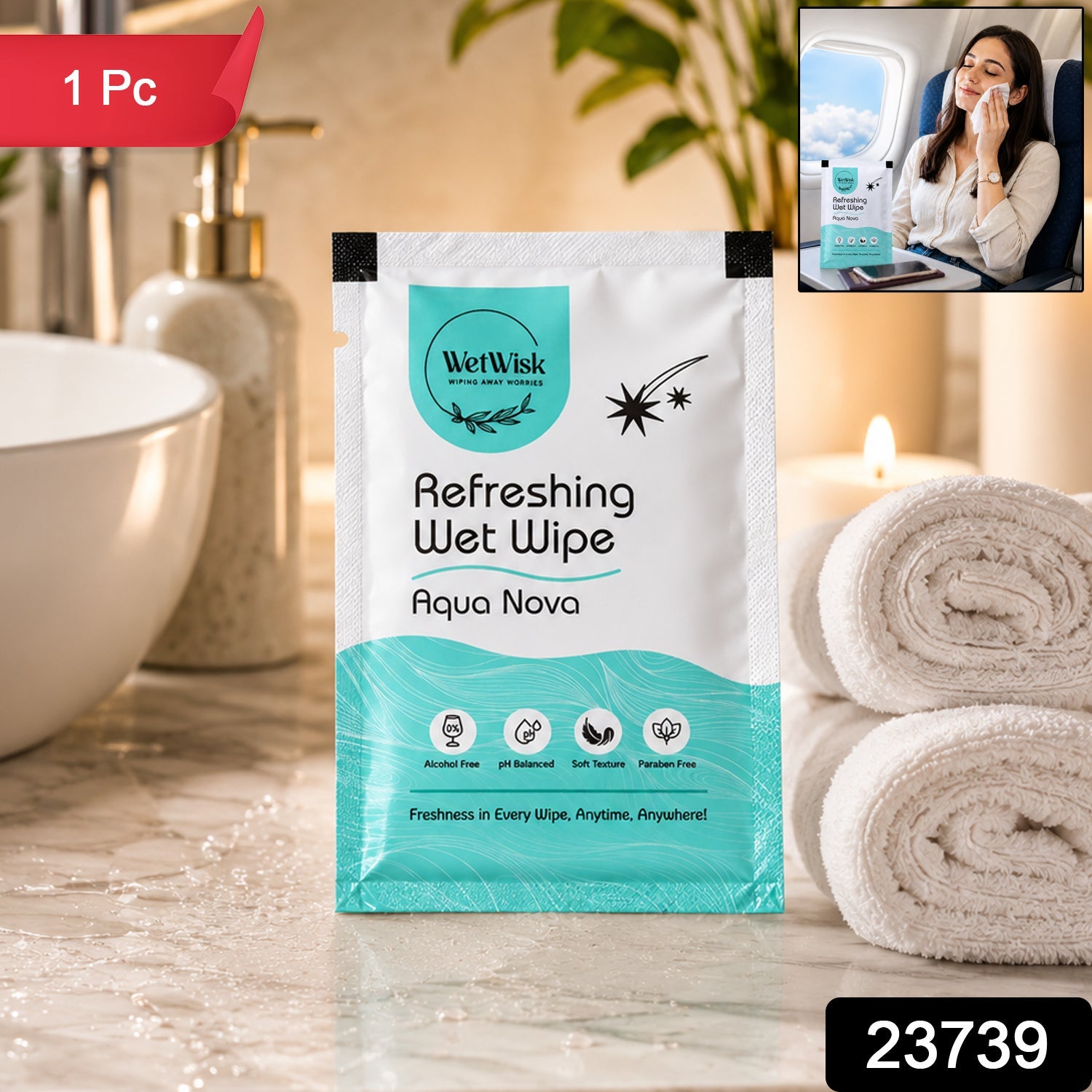 Aqua Nova Refreshing Wet Wipe – Gentle & Travel-Friendly Cleansing Secondary image