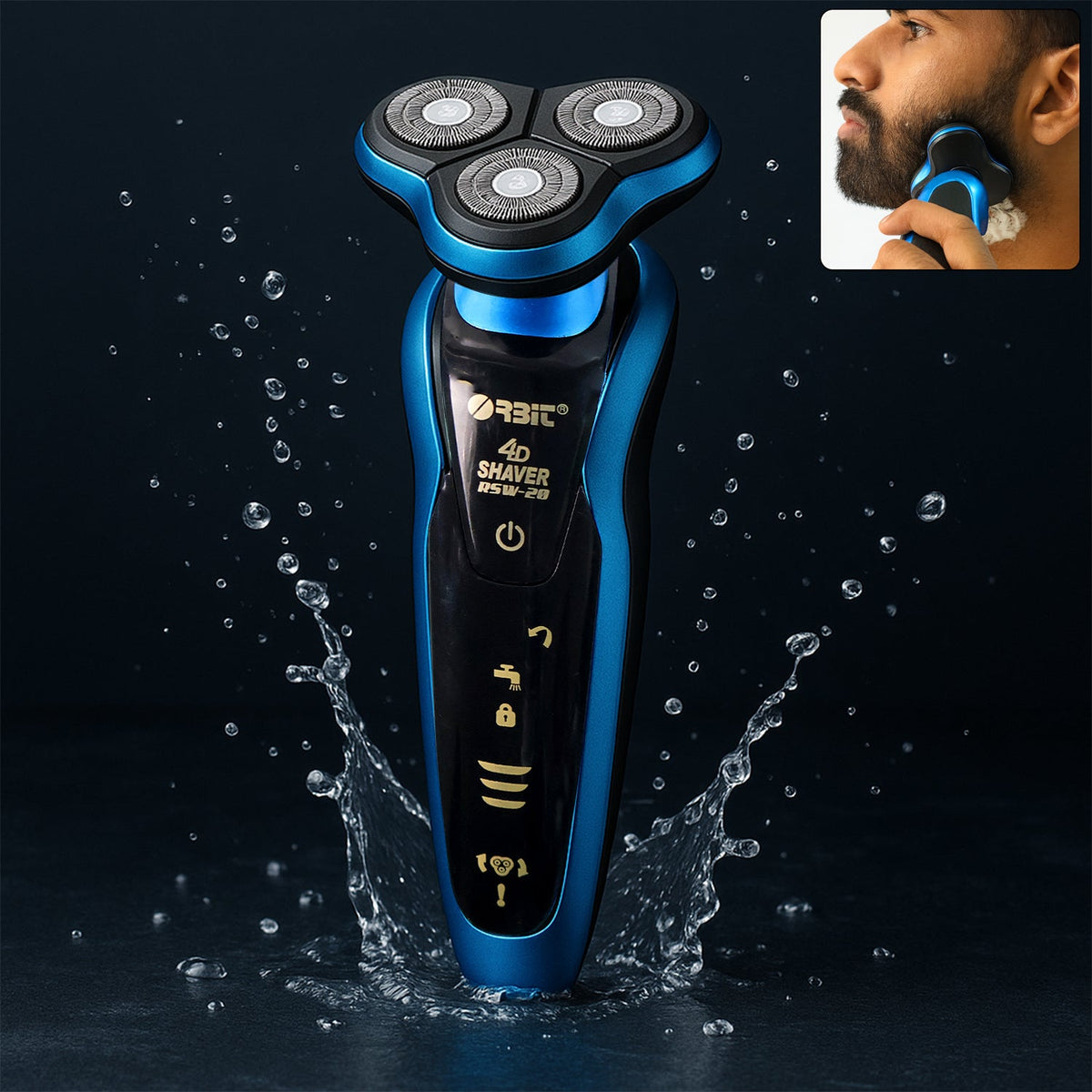 4D rechargeable electric shaver with triple floating blades Main image