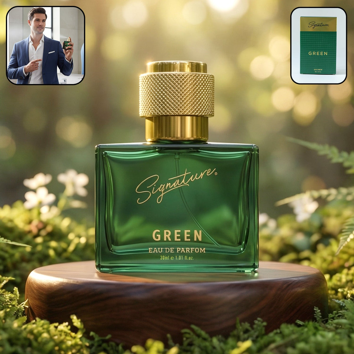 Signature premium green eau de perfume 30 ml bottle highlighting elegant design Main image