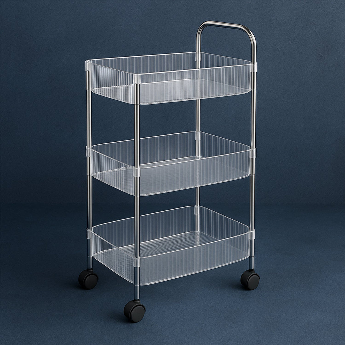 3-layer storage trolley with wheels and transparent baskets Main image