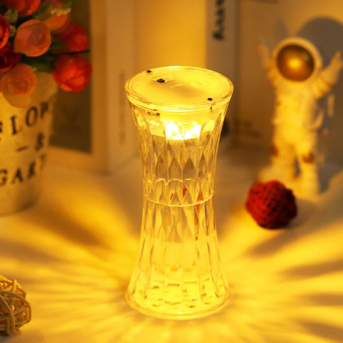 Crystal Night Light Lamp on a dark surface, glowing softly. Main image