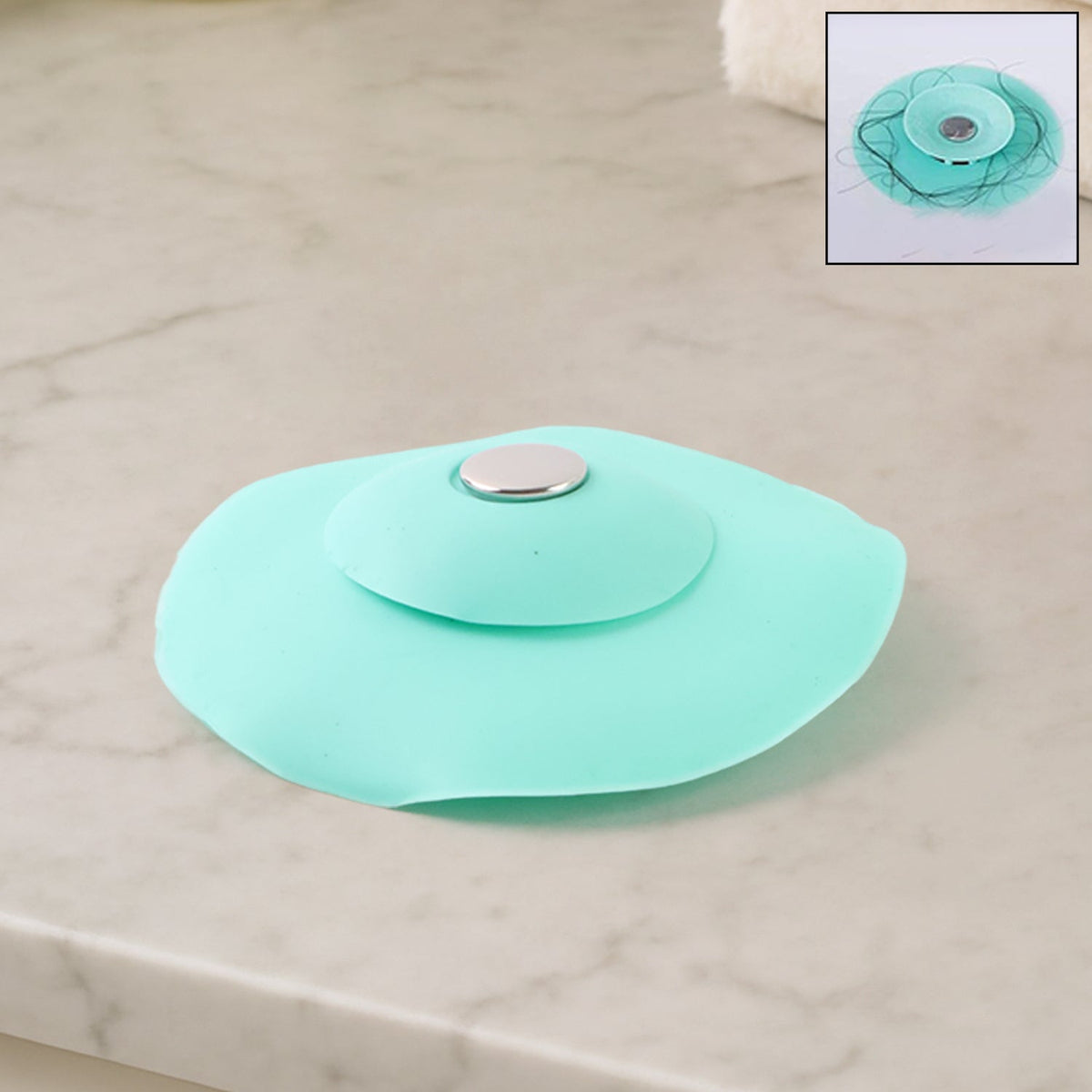 Light green silicone sink strainer and seal cover preventing kitchen clogs Main image