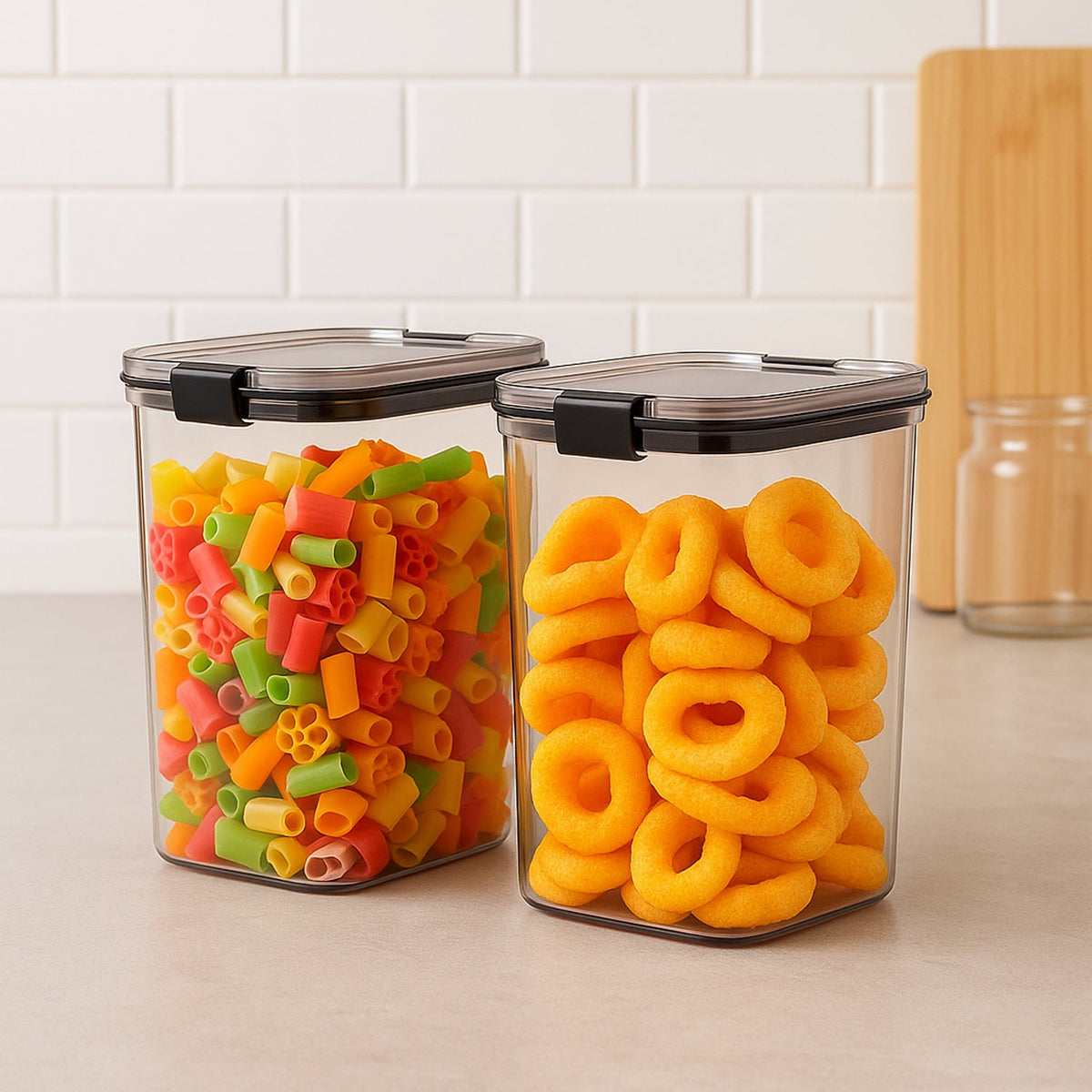 1200 ML airtight food storage container set in transparent BPA-free plastic with clip lock lid Main image